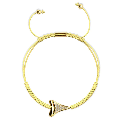 Bracelet en macramé de sable à dents de requin par Lauren Howe | Or Vermeil .925 | Cristal